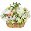 Заманчивая нежность - букет из кустовых хризантем и роз, альстромерий и эустом